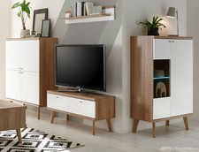 Wohnwand in weiß und Eiche