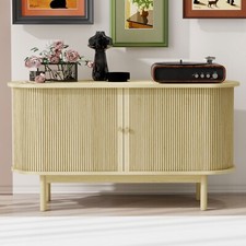 Sideboard Küchenschrank mit Schiebetüren und Verstellbaren Einlegeböden Natur