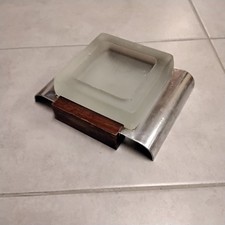 Vintage ART DECO  Aschenbecher aus Glas , Holz und Edelstahl 