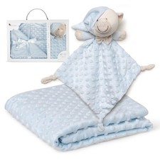 Interbaby Babydecke mit blauem doudou Bear, blau, 0.72 kg Blau 1 Unidad