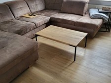 SKANHAUS COUCHTISCH, Tischplatte Massivholz Wildeiche mit schwarzen Metallfüßen