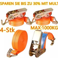 4-Stk Spanngurte mit Ratsche und Haken 1t 1000kg 4Meter Spanngurt Zurrgurte LKW.
