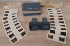 Stereo Dia Betrachter grau Maliscop mit 2 x 10 Dia Bilderkarten Teddy DDR OVP