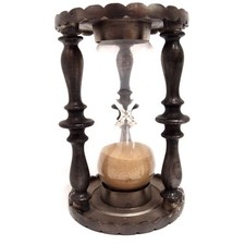 Sanduhr Zinn Glas Sand beige 136 mm um 1960 Laufzeit 30 min maritime Dekoration