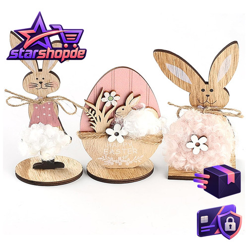 Osterhase deko holz 3pcs - osterhase,