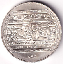 AV-VD Mexiko 1993 2 Pesos Bajorrrelieve El Tajin 1/2 OZ 999 Silber DE19
