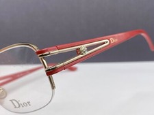 Dior Brille Damen Gold Rot Eckig Rechteckig Strass Halbrand CD3719