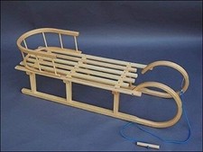 Best For Kids Davoser Holz-Hörnerschlitten 120cm mit Rückenlehne & Zugschnu Maxi