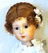 hübsche vintage Jumeau triste long face Porzellankopf Puppe Repro