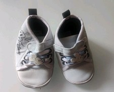 Disney Mickey Mouse Kleinkind blau & weiß Turnschuhe Größe 9-12 Monate Leder Denim 