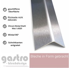 Edelstahlwinkel V2A Kantenschutzprofil 1mm geschliffen k240 Winkelblech L-Profil