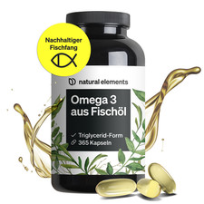 Omega 3 Kapseln hochdosiert aus Fischöl 2000mg mit EPA & DHA - NATURAL ELEMENTS