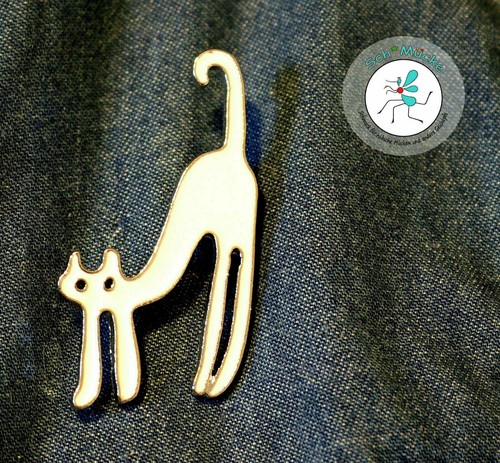 Anstecker katze weiß - weiß, kater