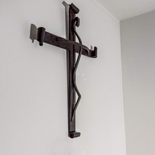 Altes schmiedeeisernes Kreuz 19. Jh. Religiöses Handwerk Christus Kruzifix...