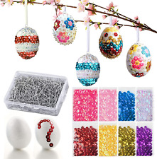 20 Ostereier Styropor Aufhängen DIY Pailletten-Eier Ostern Basteln Set für Bemal