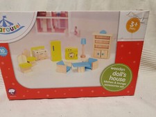 Holz Puppenhaus Küche & Lounge Zubehör Set in Schachtel Karussell 2014