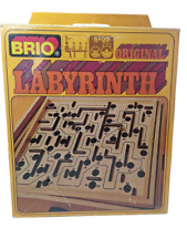 Vintage Brio Holz Labyrinth m. 2 Kugeln + Anleitung Retro Spiel