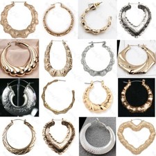 RETRO GOLD MODE doppelseitige KREOLEN CREOLEN Fett Bambus Dreh Seil Creolen Ohrringe