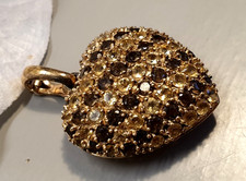 Großes 925 Silber vergoldetes Herz Varioclip Anhänger Rauchquarz Citrin