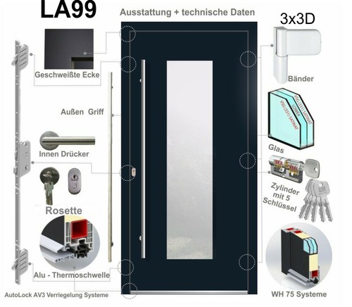 Haustür wh75 aluminium mit - n,
