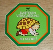 Alter Aufkleber | Sticker RAIFFEISEN VERSICHERUNG - so sicher! Schildkröte Kind