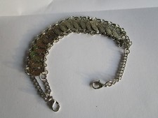 ARMKETTE ARMBAND SILBERFARBEN AUS METALL WIE AUS MÜNZEN CA. 19 CM