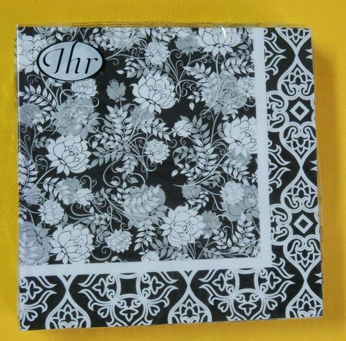 Servietten blumen schwarz 1 - 20,