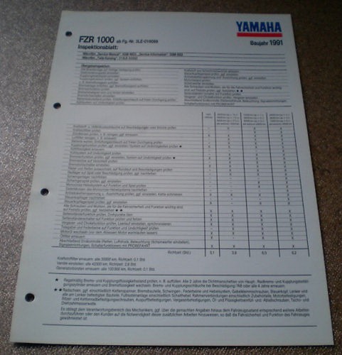 Inspektionsblatt yamaha fzr - yamaha,