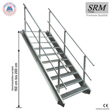 10 Stufen Stahltreppe Breite 60-160cm Geschosshöhe 150-200cm Geländer beidseitig