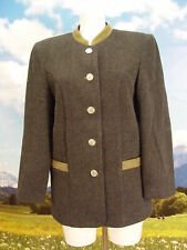 neuwertig schlicht anthrazit Leder-Besatz Walkjacke Janker Trachten Jacke Gr.38