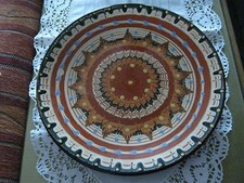 wunderschöner Keramikteller / Wandteller (4), braungrundig mit Ethnomuster