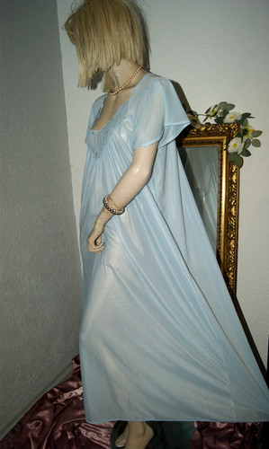 Langes nylon negligee - langes,