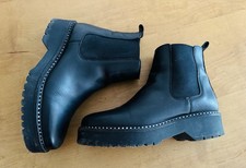 Plateau Chelsea Boots Stiefeletten Leder schwarz Plateau Gr. 40
