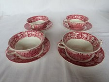 Palissy Pottery Thames River Scenes England Suppentasse & Untertasse rot Keramik