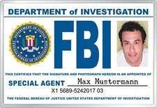 FBI-Ausweis, USA, Geheimdienst,Scherzartikel, Personalisiert,Lustig,Gag - AU-330