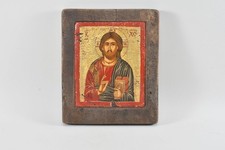C21Z57- Alte Ikone Christus Pantokrator auf Holz gemalt