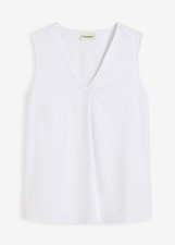 Neu Blusentop aus luftigem Leinen-Mix Gr. 36 Weiß Damen Sommer-Top Bluse