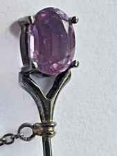 Schmucknadel, Anstecknadel mit Amethyst, antik, 925er Silber, Handarbeit
