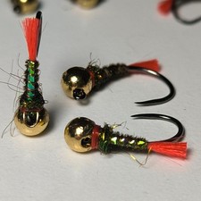 15x Red Tag Nymphen Fliegen - Jig Haken Gr.12-20 - Forelle, Äsche - Handgebunden