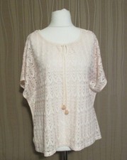 65B/5 STREET ONE Damen Shirt rosa Gr. 36 Oversize Spitzenüberwurf kurzarm Perle 