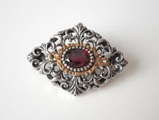 925 Silber Brosche Bicolor