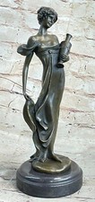 Skulptur Elegant Unterzeichnet Jugendstil Weiblich Bronze Statue Patoue Deal