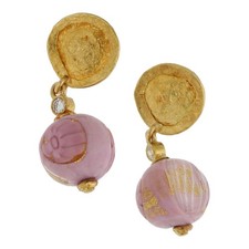 Design Ohrhänger Brillant und Glasperle Gold 18K Vintage Gelbgold O04.1194