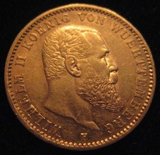 MDS DEUTSCHES REICH KAISERREICH WUERTTEMB. 20 MARK 1897 F "WILHELM II", GOLD #A1