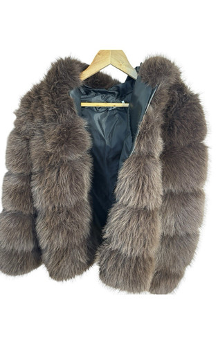 Damen kunstpelzjacke braun - damen,