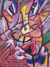 Ölbild Frau  Abstrakt Gemälde Modern Art Alexander Diener Bunt  Unikat Wandbild 