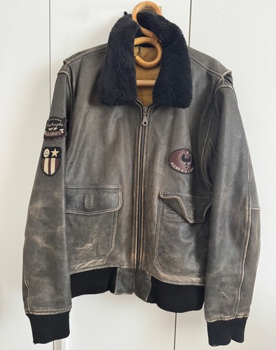 Vintage leder fliegerjacke - vintage,