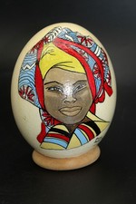 Straussenei, handbemalt