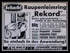 Alte Werbung Reklame 1937 Raupenleimring Rekord F. Schacht Braunschweig 