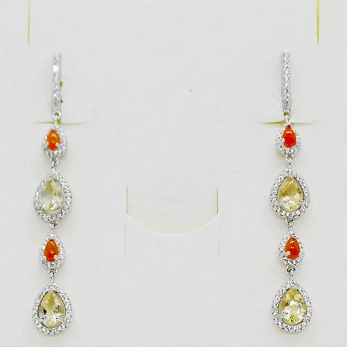 Citrin feuer opal ohrringe - citrin, cz